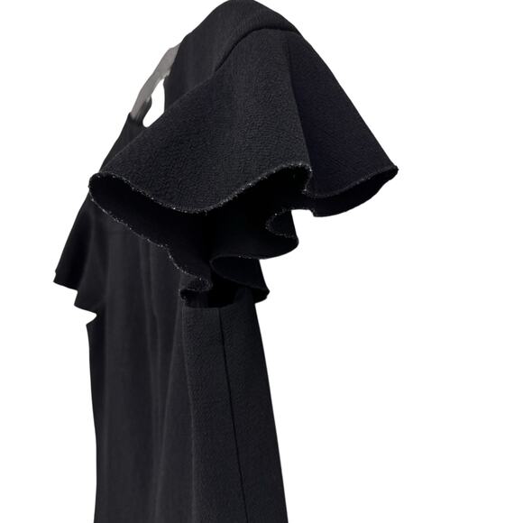 Trina Turk Short Draped Sleeve Black Shift Midi Dress Womens Small - Picture 3 of 7
